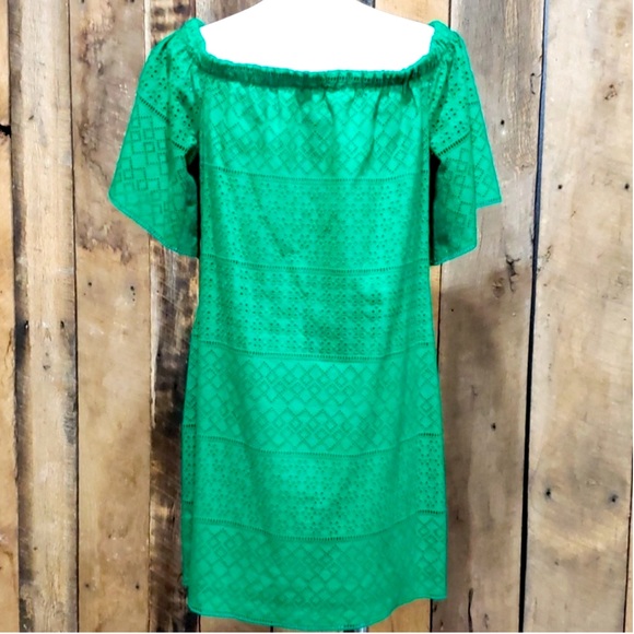 RALPH LAUREN Kelly Green Eyelet Dress Wear On/Off Shoulders Sz 10 NWT MSRP $195 - Picture 11 of 12